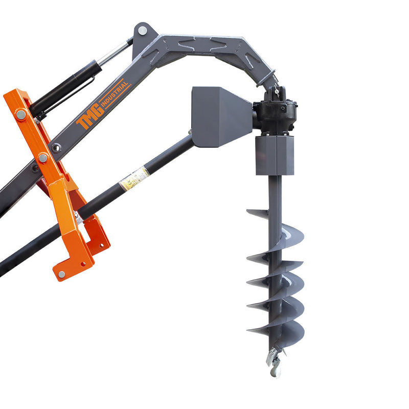 TMG Industrial 48” Hydraulic Assist Post Hole Digger, 12” Auger, Category 1 & 2, PTO Shaft Included, TMG-TPD12