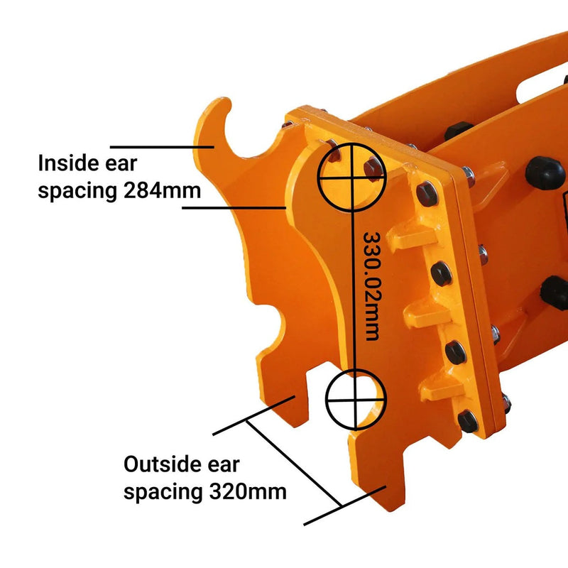 TMG Industrial 6-9 Ton Excavator/Backhoe Hydraulic Hammer Breaker, Quick Change (Q/C) Lugging, 3” Moil Point Chisel, 785 J Impact Energy, TMG-HB90Q