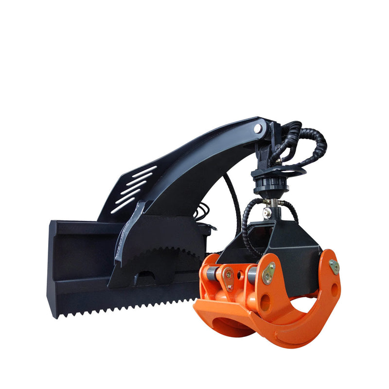 TMG Industrial 50" Skid Steer Rotary Log Grapple, 360° Rotation, 12V Solenoid Control Valve, 4500 LB Capacity, TMG-SLG49