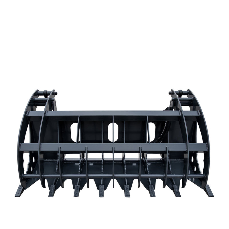 TMG Industrial 72” Skid Steer Root Rake Clamshell Grapple, Universal Mount, 54” Jaw Opening, 3000 lb Weight Capacity, TMG-SRR75