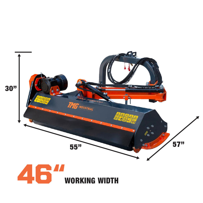 TMG Industrial 50” Offset Ditch Bank Flail Mower with 90° Tilt, 3-Point Hitch, 20-50 HP Tractor, PTO Drive Shaft, TMG-TFMO50