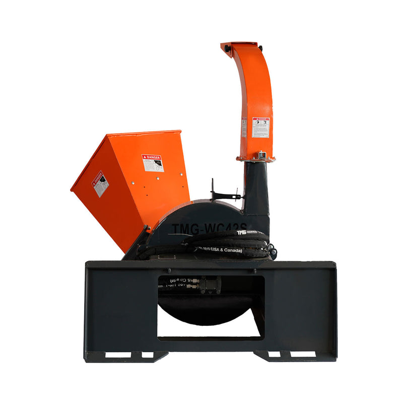 TMG Industrial 4” Skid Steer Wood Chipper, Gravity-Fed, Universal Skid Steer Mount, TMG-WC42S